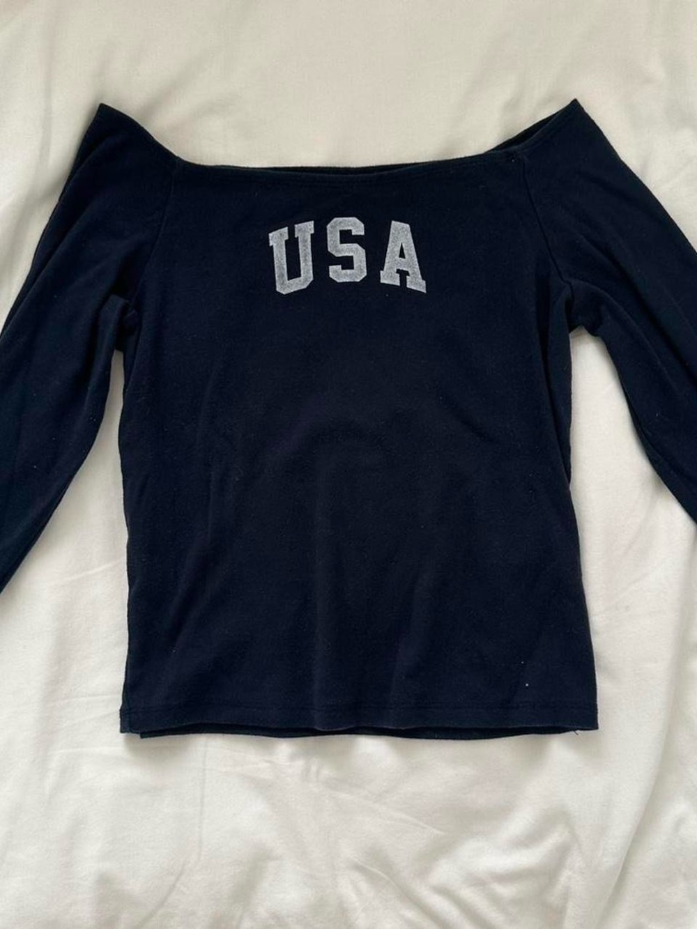 Hollister Off-Shoulder USA Graphic Top - Navy